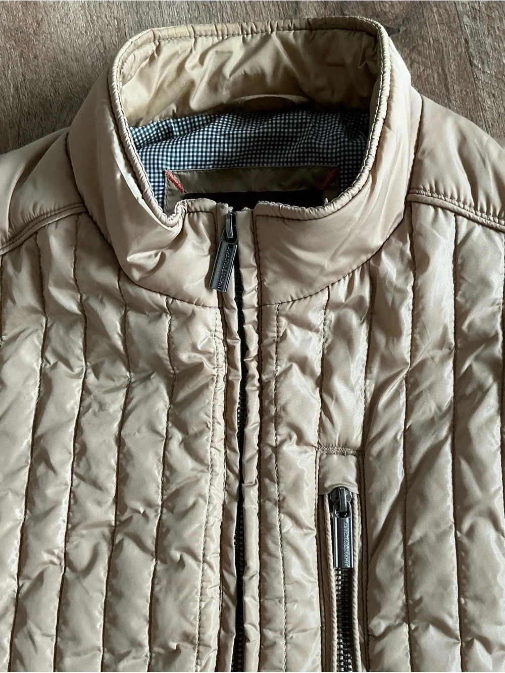 Johnston & Murphy Vest Men's Size Medium Tan Quilted Outerwear Casual Classic